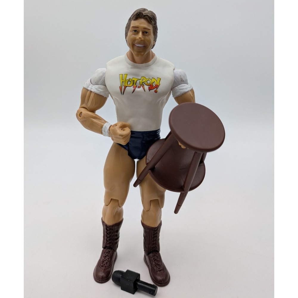 2003 Jakks WWE Classic Superstars Hot Rod Roddy Piper Figure w/Stool Microphone